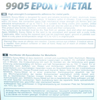 Kaltmetall EPOXYMETAL Metallkleber 2K
