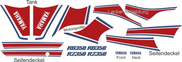 Dekor Decor Satz RD 350 YPVS Typ 31K weiss/rot/blau decal